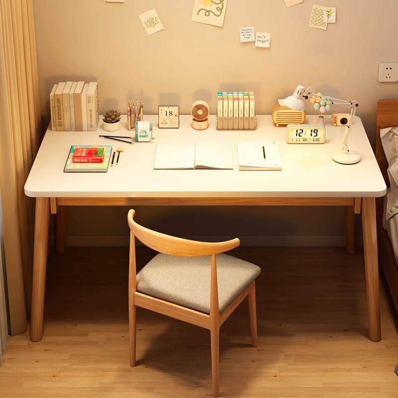 Desktop Computer Desk Simple Student Desk Home Adult Desk Bedroom Girls' Writing Desk Solid Wood Leg Table