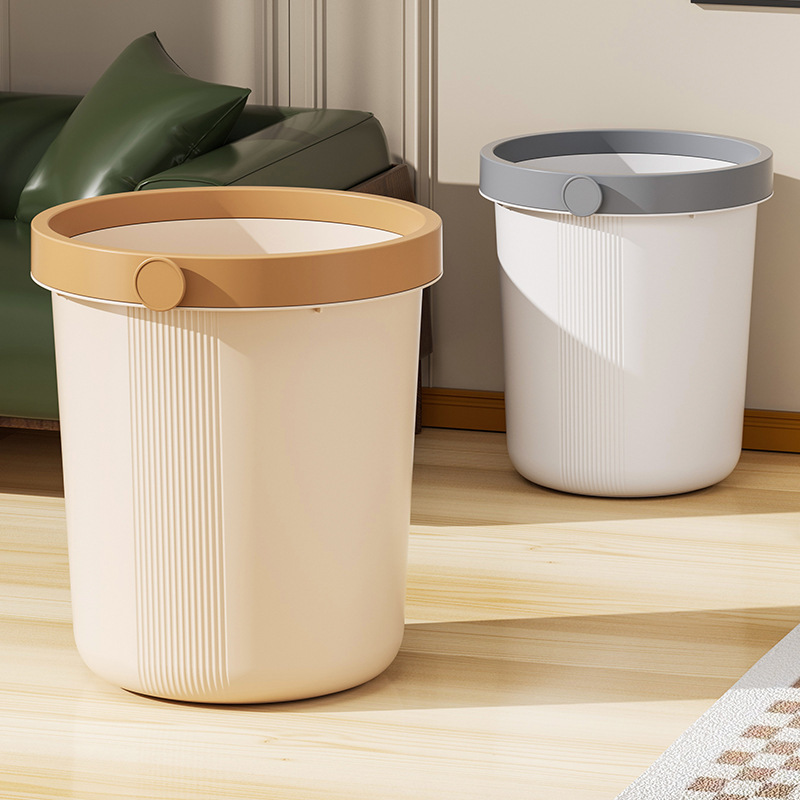 Kitchen Trash Can for Home Bathroom, Student Dormitory, Large Capacity, Living Room with Press Ring, Wastebasket for Bathroom, High Appearance Value