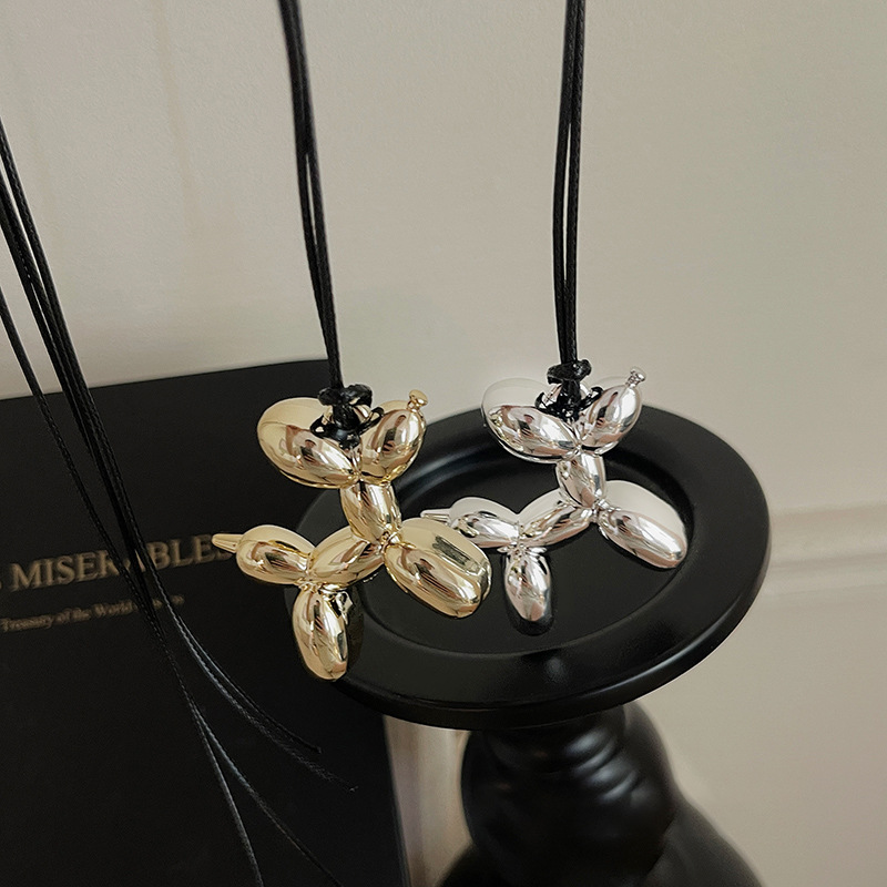 Nuevo producto Metal viento globo perrito colgante collar diseño personalizado sentido cadena de clavícula moda y2k joyería de estilo hip-hop