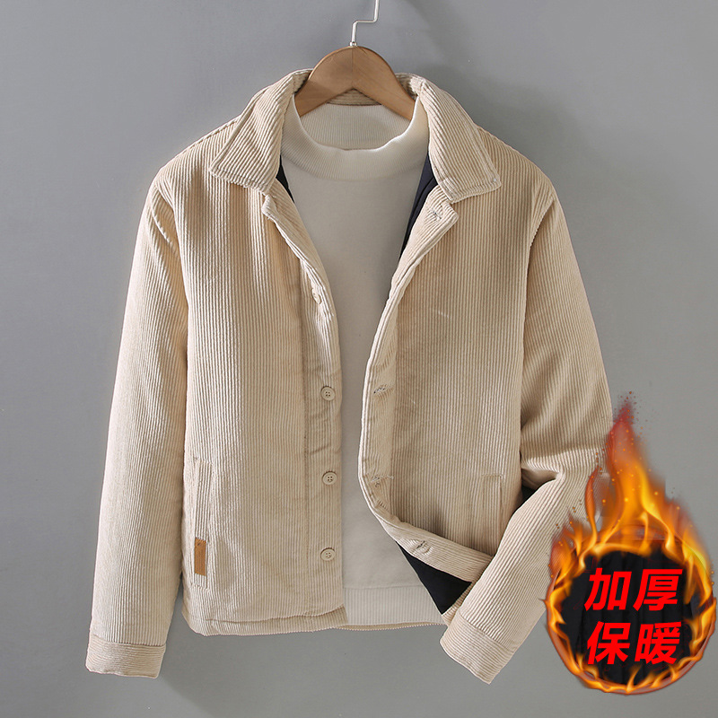 G082 japonés retro casual algodón y engrosamiento de pana hombres chaqueta juvenil camisa todo partido entrega de una pieza