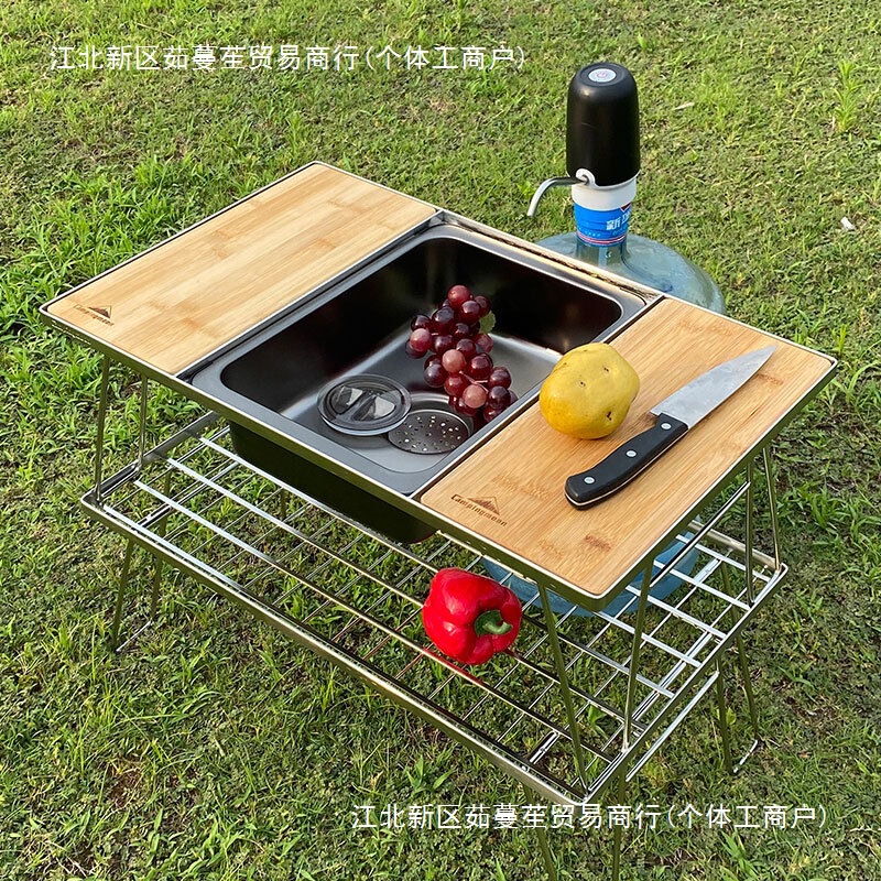 Kitchen Stainless Steel Sink for Outdoor Use, Single Unit Igt Dishwashing Basin, Thickened Black Nano Dishwashing Sink, Simple Wholesale