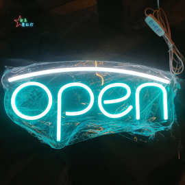 OPEN广告霓虹灯发光造型LED灯牌USB亚克力背板字母灯门店装饰跨境