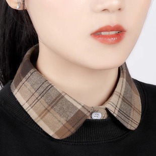 Multifunctional Fake Collar for Women, Classy Plaid Shirt, Fake Collar, Decorative Collar with Sweater, Versatile Collar with Shirt Collar Inside