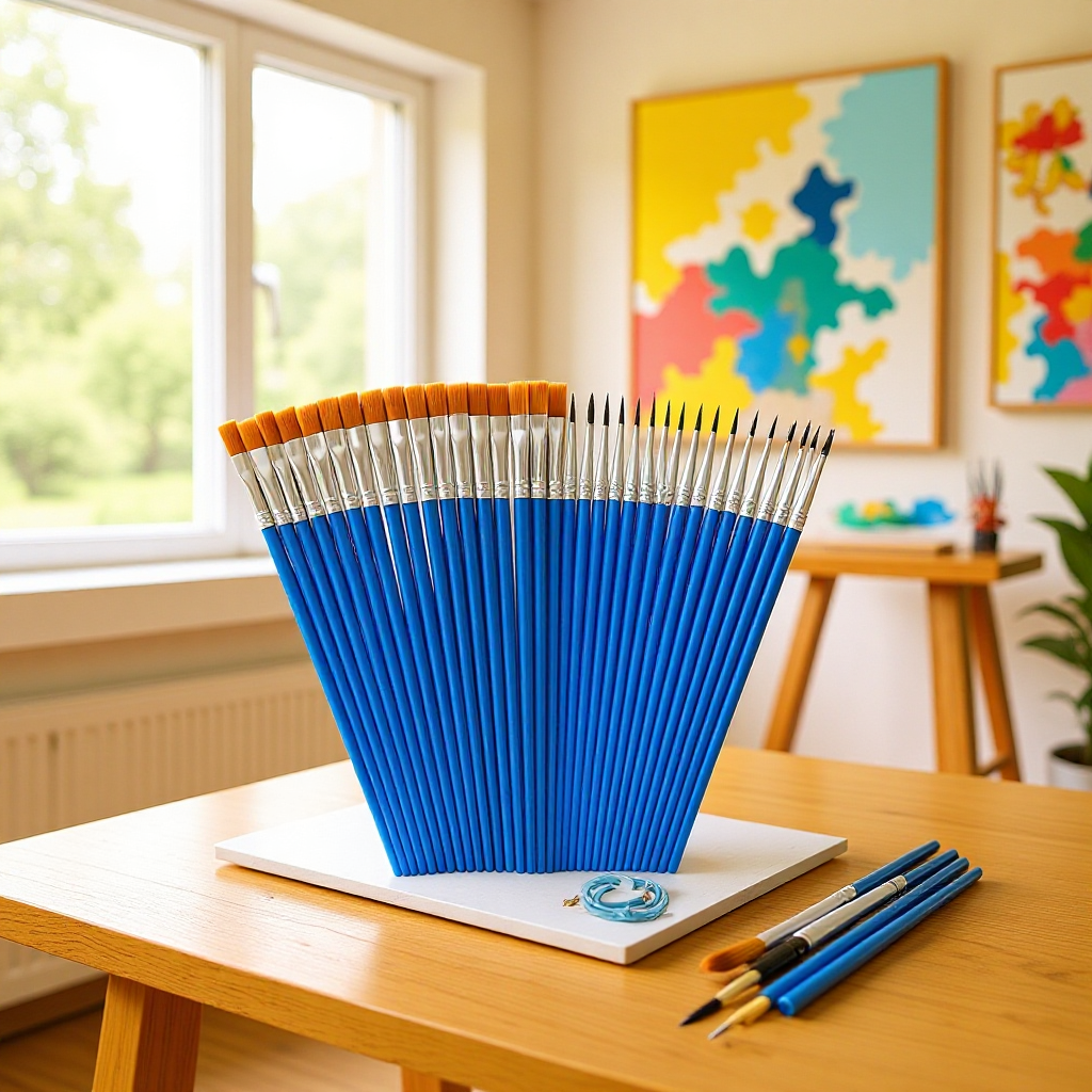 跨境新款水粉画笔尼龙毛培训班儿童绘画笔平头斜头颜料油画笔套