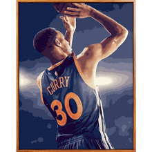 数字油彩画diy油画人物NBA篮球手绘填色手工装饰画 勇士库里