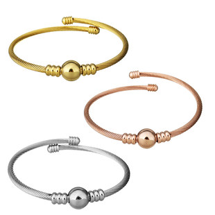 Three-color stainless steel wire braided bracelet European and American cable rose gold bangle fashion women's bracelet wholesale