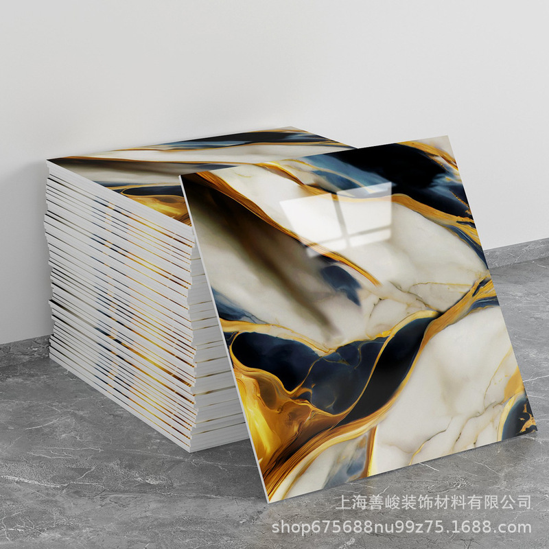 跨境出口批发30*30cm 仿瓷砖大理石纹自粘墙壁纸护墙板铝塑板贴纸|undefined