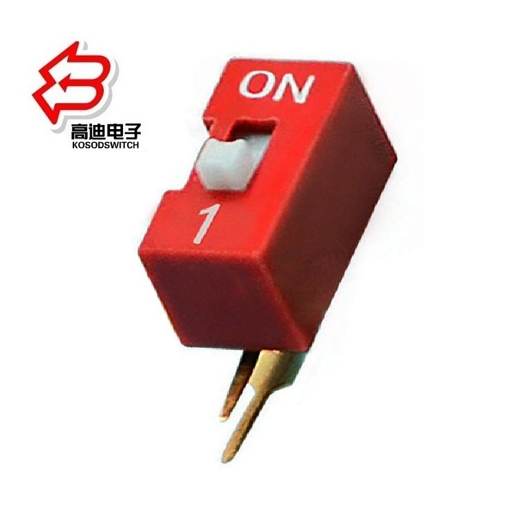 拨码开关侧拨1位弯脚  迷你1位编码开关侧拨 卧式1位拨动开关弯脚
