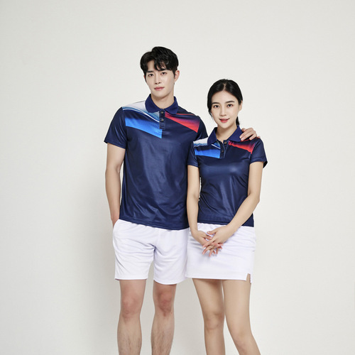 Badminton uniform sport set men women quick-dry short-sleeve top printed competition team uniform table tennis training wear