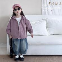 女童外套春秋款2024新款连帽冲锋衣秋装韩范儿童户外爬山小童褂子