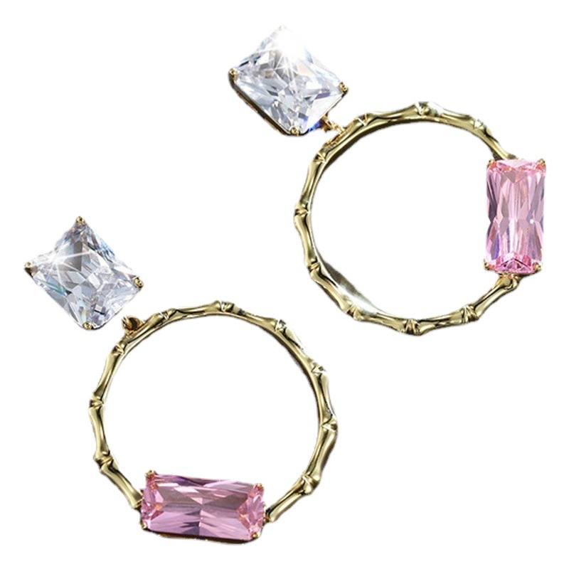 Xuping joyería imitación color tesoro serie Internet celebridad pendientes cuadrados moda mujer simple Esmeralda pendientes de alto grado al por mayor