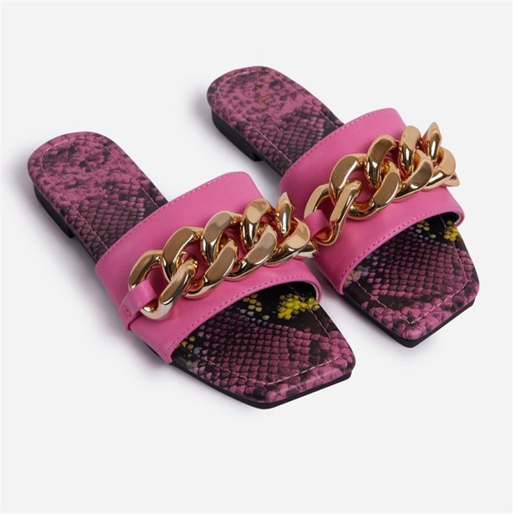 square head metal chain buckle flat sandals wholesale women s clothing Nihaostyles NSHYR67916