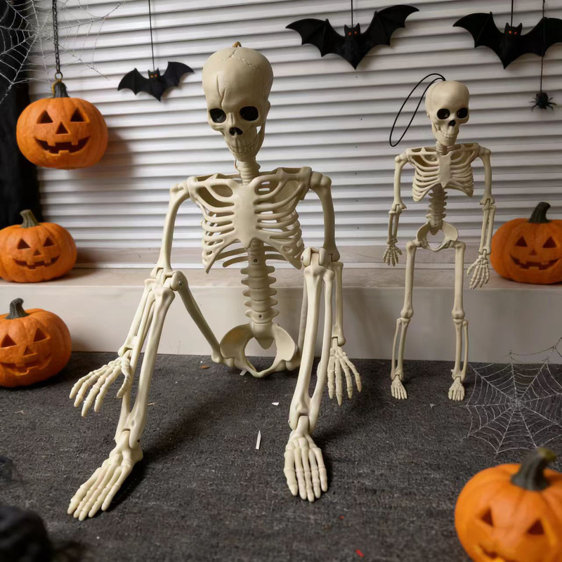 Cross-Border Halloween Horror Skeleton Bones, Plastic Skeleton Props with Movable Joints for Haunted House and Escape Room Venue Decoration Cross-Border Halloween Horror Skeleton Bones, Plastic Skeleton Props with Movable Joints for Haunted House and Escape Room Venue Decoration