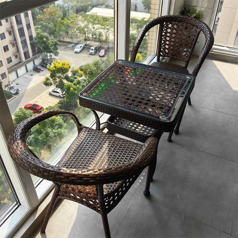 [2 chairs with cushions] + 63cm storage square table