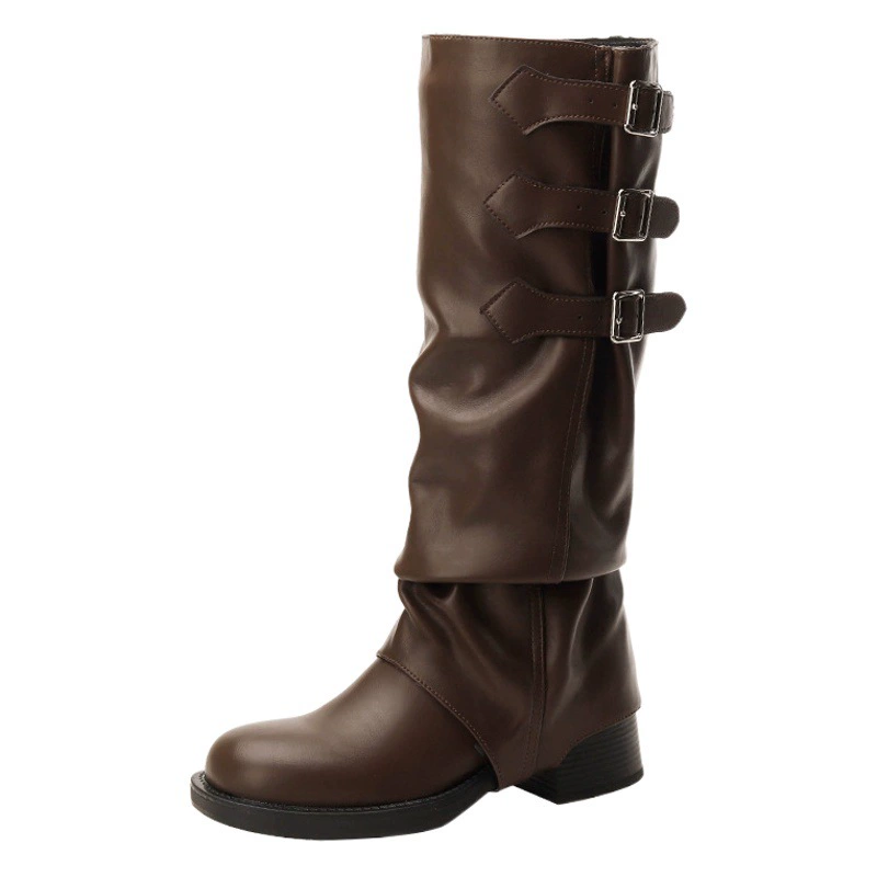 Ретро-ковбойские сапоги для женщин, новинка 2025 года, осенние сапоги на толстом каблуке, сапоги Medela Martin, сапоги с двумя способами ношения