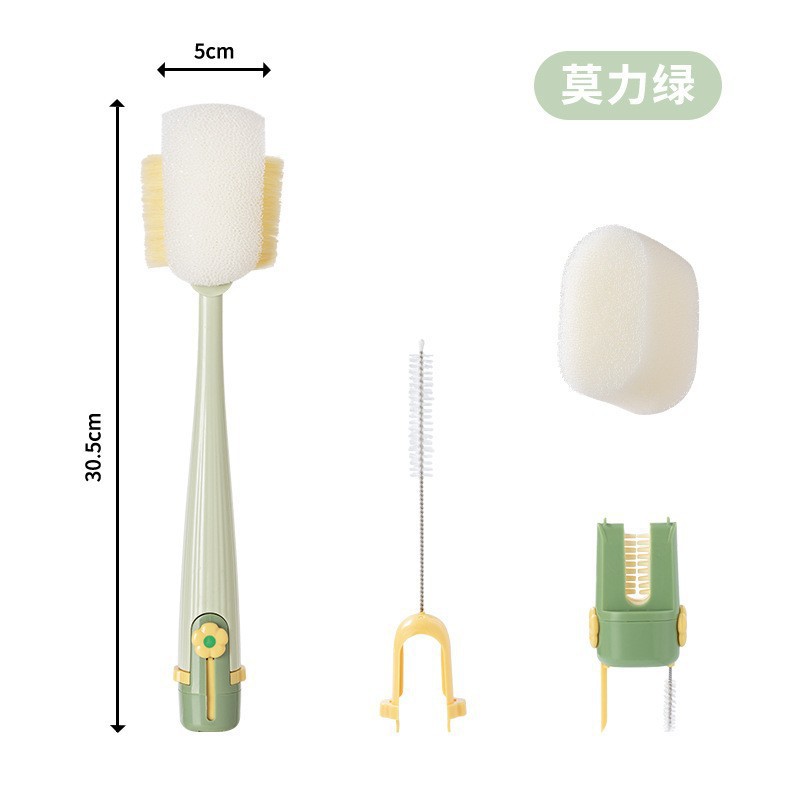 Taza de cepillo de agua taza de limpieza mango largo multifuncional 5 en 1 taza de aislamiento térmico tapa cepillo de botella de leche cepillo de esponja limpia