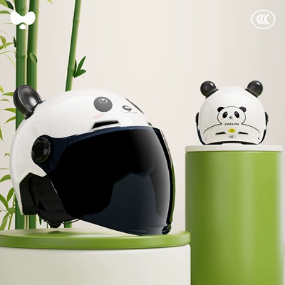 Helmet, Unisex, All-Season Thermal Insulation, Motosiklet kaskı (dəbilqə) - 3c-panda-white-sunscreen-long-mirror-class-a-new-national-standard-one-size