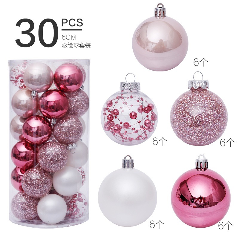 Transfronterizo en stock decoraciones de Navidad 6cm/30 piezas bola transparente traje de bola de Navidad árbol de Navidad colgante