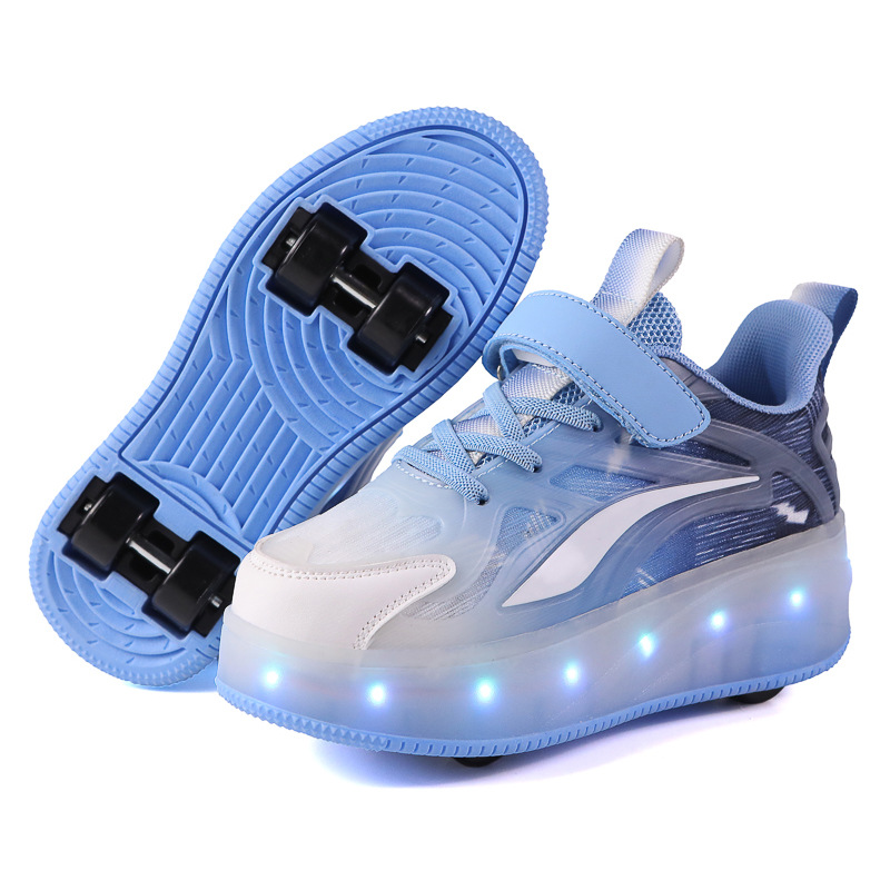Girls' Colorful Lights LED Charging Waiting for Children's Roller Shoes Children's heloo shoes Four-wheel roller skating roller shoes
