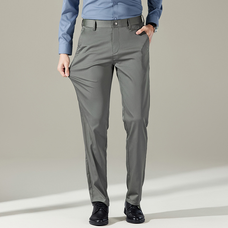 Yago mulberry silk summer thin casual pants men's non-ironing stretch long pants straight business suit pants