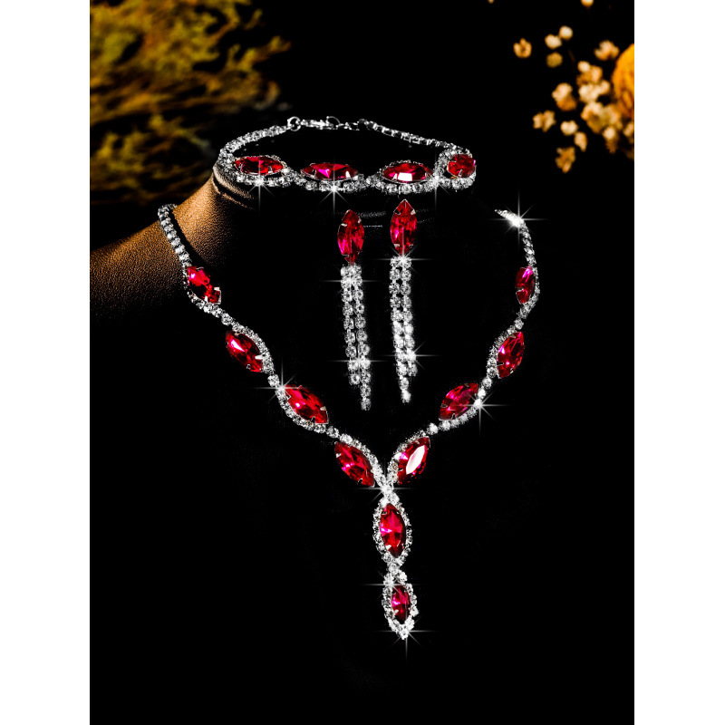 Brautschmuck Halskette Ohrringe Schmuckset Bankettkleid Halskette modische und vielseitige Temperamentaccessoires_voghion.com