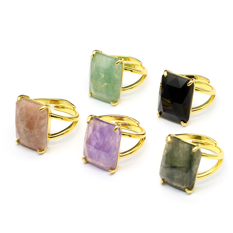 11g Weight Open Rings Classification Adjustable Ring Size 1 Piece Quantity Holiday, Daily Occasion natural stone Material Geometric Pattern Unisex Gender Simple Style, Classic Style Style Simple Style Classic Style Geometric Natural Stone Open Rings In Bulk 3
