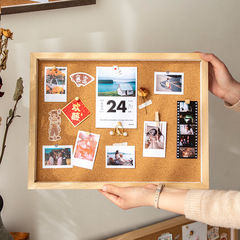 Polaroid solid wood photo frame handmade diy thumbtack fixed photo printing framed message board cork board large picture frame