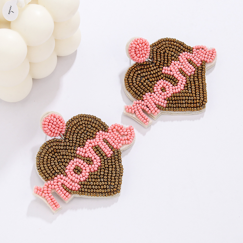 1 Pair Sweet Letter Beaded Drop Earrings display picture 3