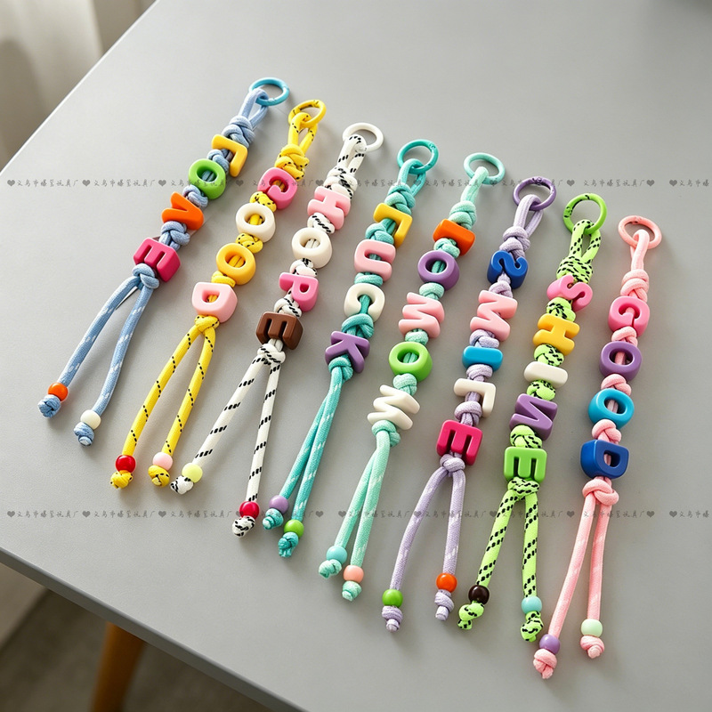Miu-Style Bag Charms Popular Colorful Letter Bead String Bag Pendants Dopamine Acrylic Letter Bead Woven String Miu-Style Bag Charms Popular Colorful Letter Bead String Bag Pendants Dopamine Acrylic Letter Bead Woven String