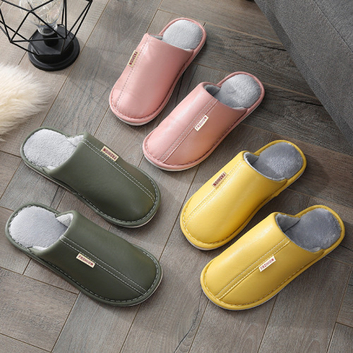 Women's Couple Cozy Maternity Slippers - Autumn/Winter New Arrival Fluffy Slippers with Leather Thick Sole for Home and Outdoor Use