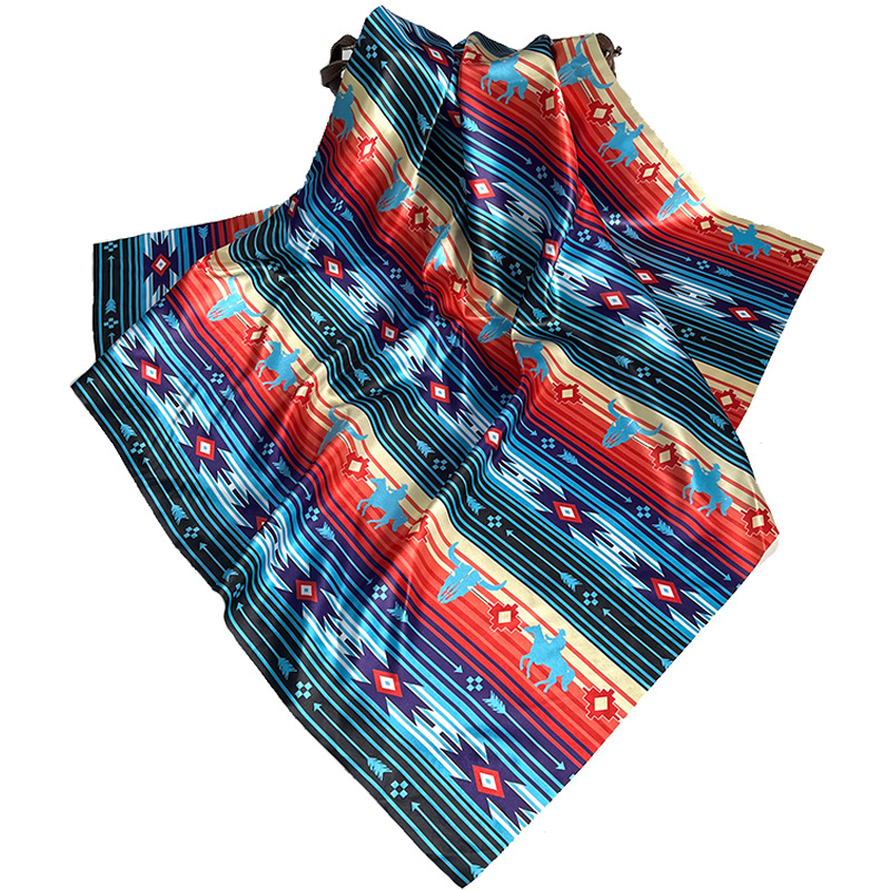 Women's Retro Stripe Satin Printing Silk Scarves display picture 4