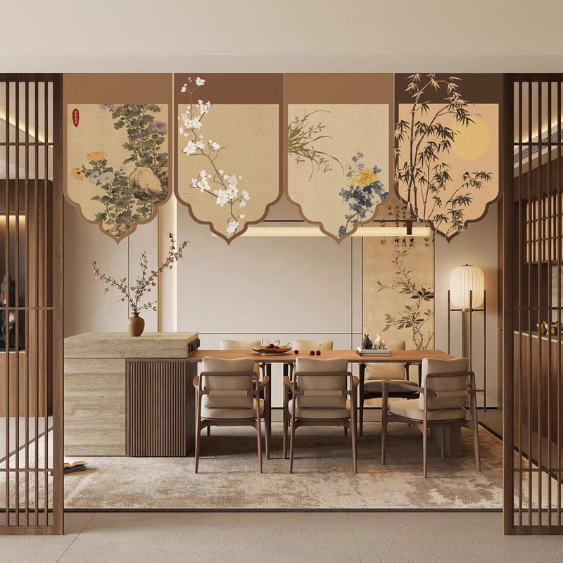New Chinese-Style Door Curtain Hanging Flag Triangular Flag Bedroom Living Room Decoration Blocking Curtain Partition Door Horizontal Door Head Hanging Cloth Short Half Curtain New Chinese-Style Door Curtain Hanging Flag Triangular Flag Bedroom Living Room Decoration Blocking Curtain Partition Door Horizontal Door Head Hanging Cloth Short Half Curtain