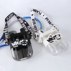 Cross-border black and white double warehouse large capacity water cup shoulder strap cross-body kettle cover child snap-on square double spout 