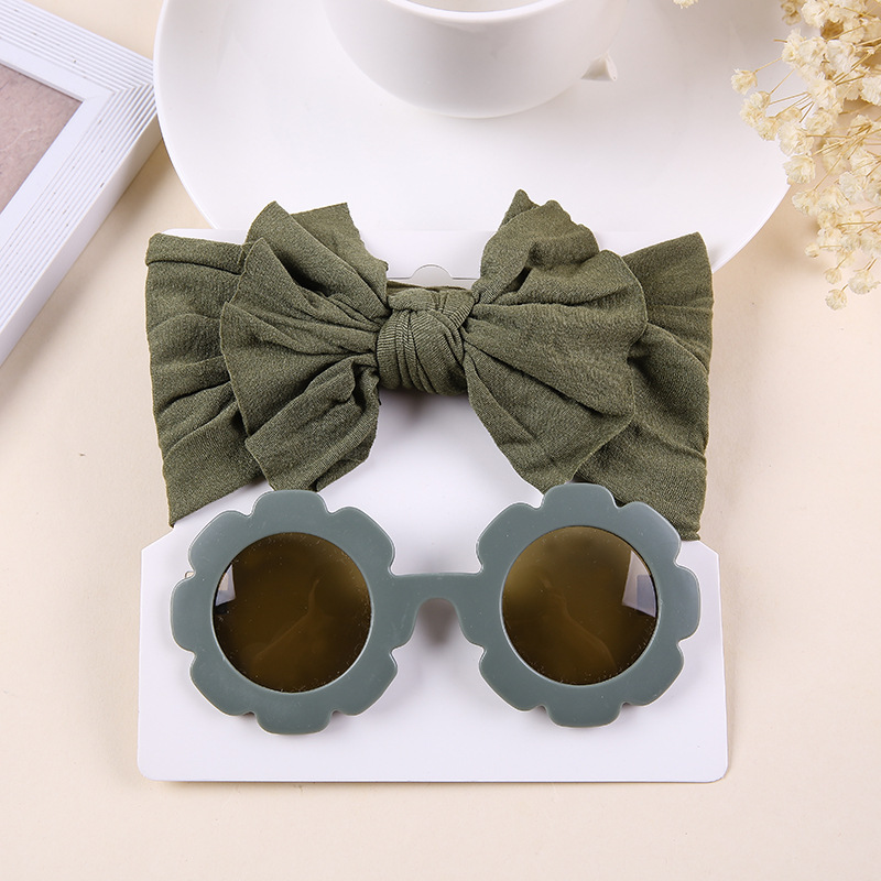 Simple Style Solid Color Bow Knot Nylon Hair Band 2 Piece Set display picture 3