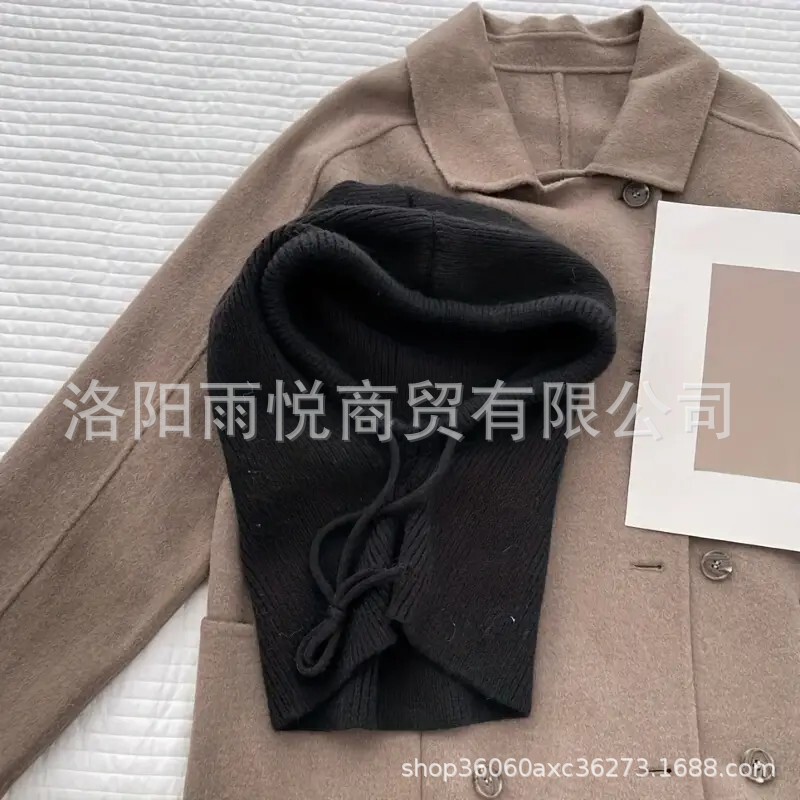 冬季新款帽子女韩系巴拉克拉法帽毛线保暖围脖一体情侣护耳针织帽|undefined