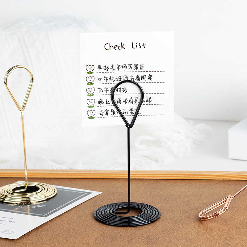 Clip de nota de metal creativo clip de mensaje de foto clip vertical gota de agua clip de foto de escritorio clip de asiento de boda clip de mensaje