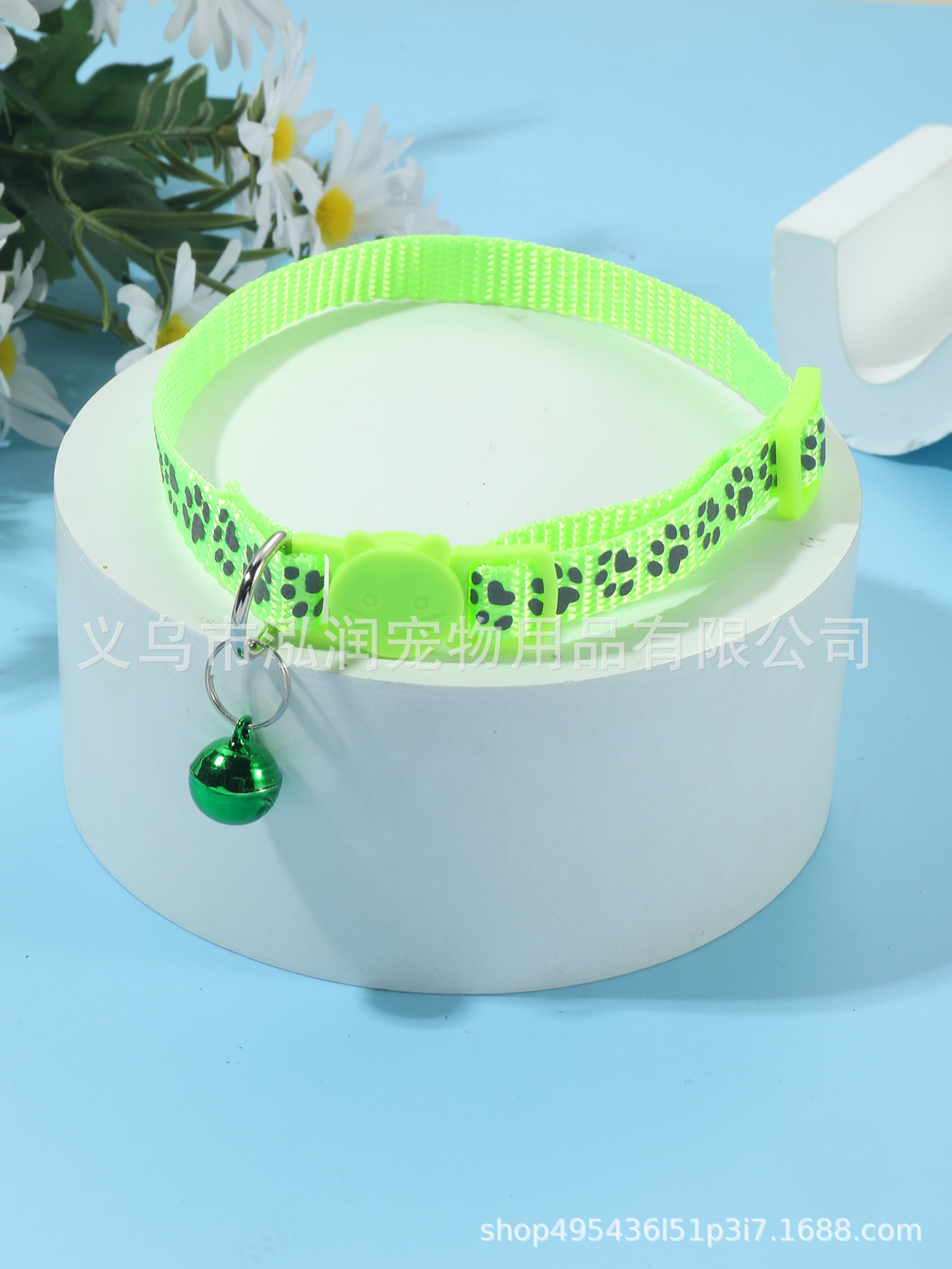 1.0 collar de huellas reflectantes de nailon, hebilla de seguridad separada ajustable cara de gato con anillo de campana