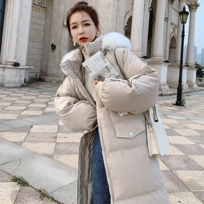 2022 winter new pattern Korean Edition Easy thickening Mid length version Down Cotton Hair collar Cotton coat wholesale