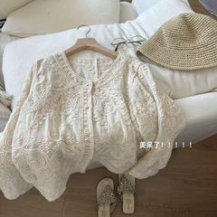 秋季重工刺绣百搭文艺范气质宽松文艺衬衫上衣 P408