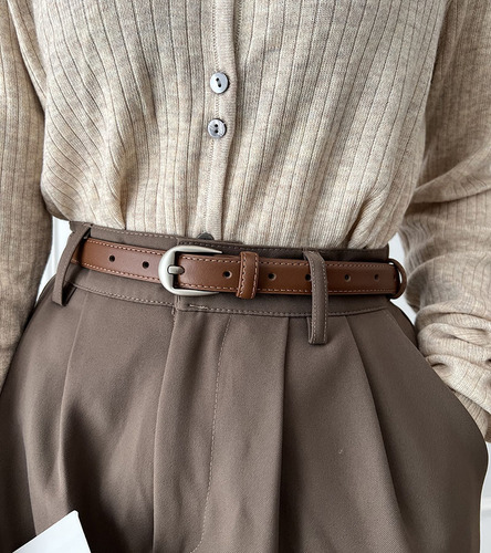 Women's Belt Fashion Versatile Jeans Decorative Belt Women's New Genuine Leather Black Belt Student Simple Trend