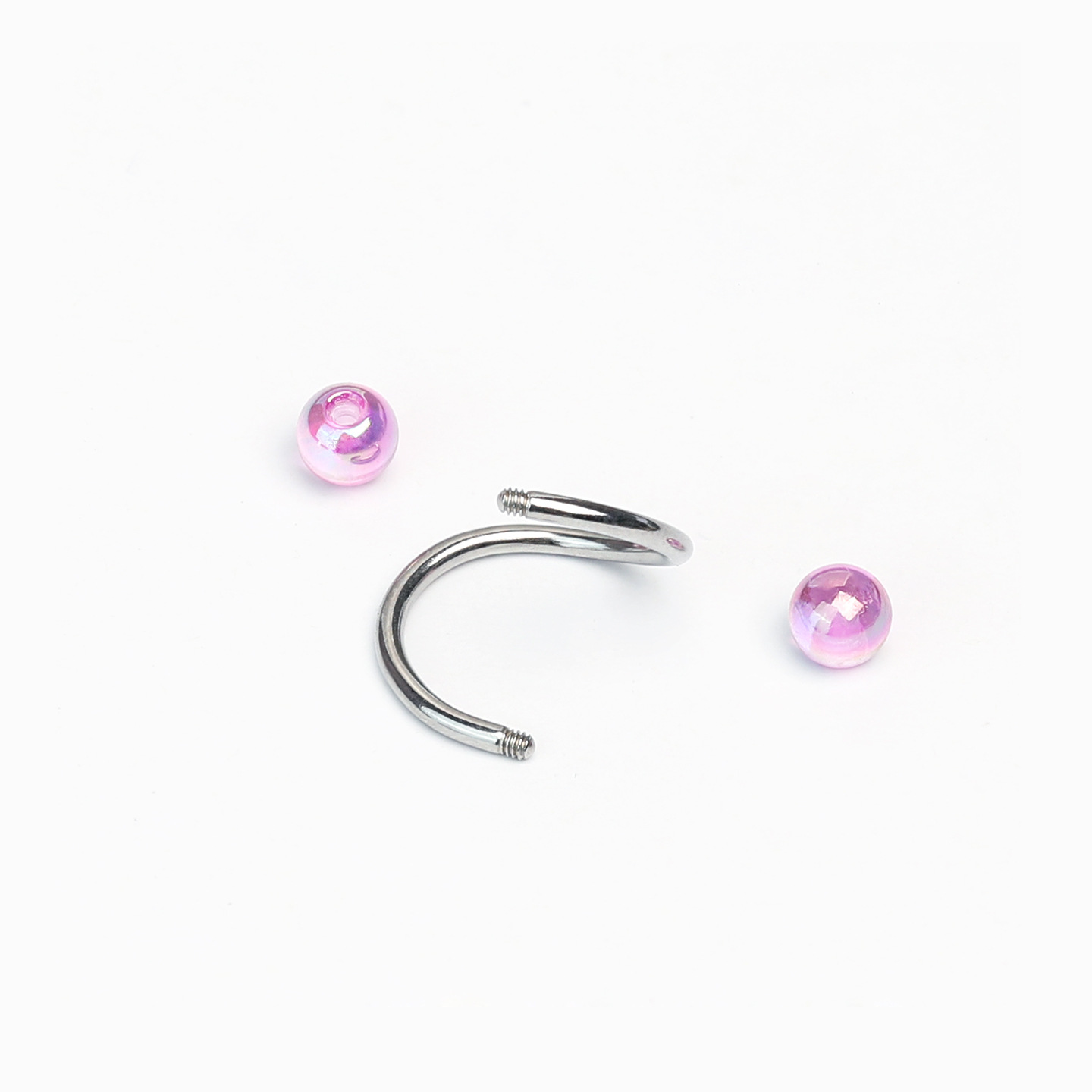 Iridescent Gradient Laser Lip Ring S-Shaped Acrylic External Thread S-Ring Lip Stud Ear Cartilage Ring Hot Girl European and American Piercing Jewelry detail image 9
