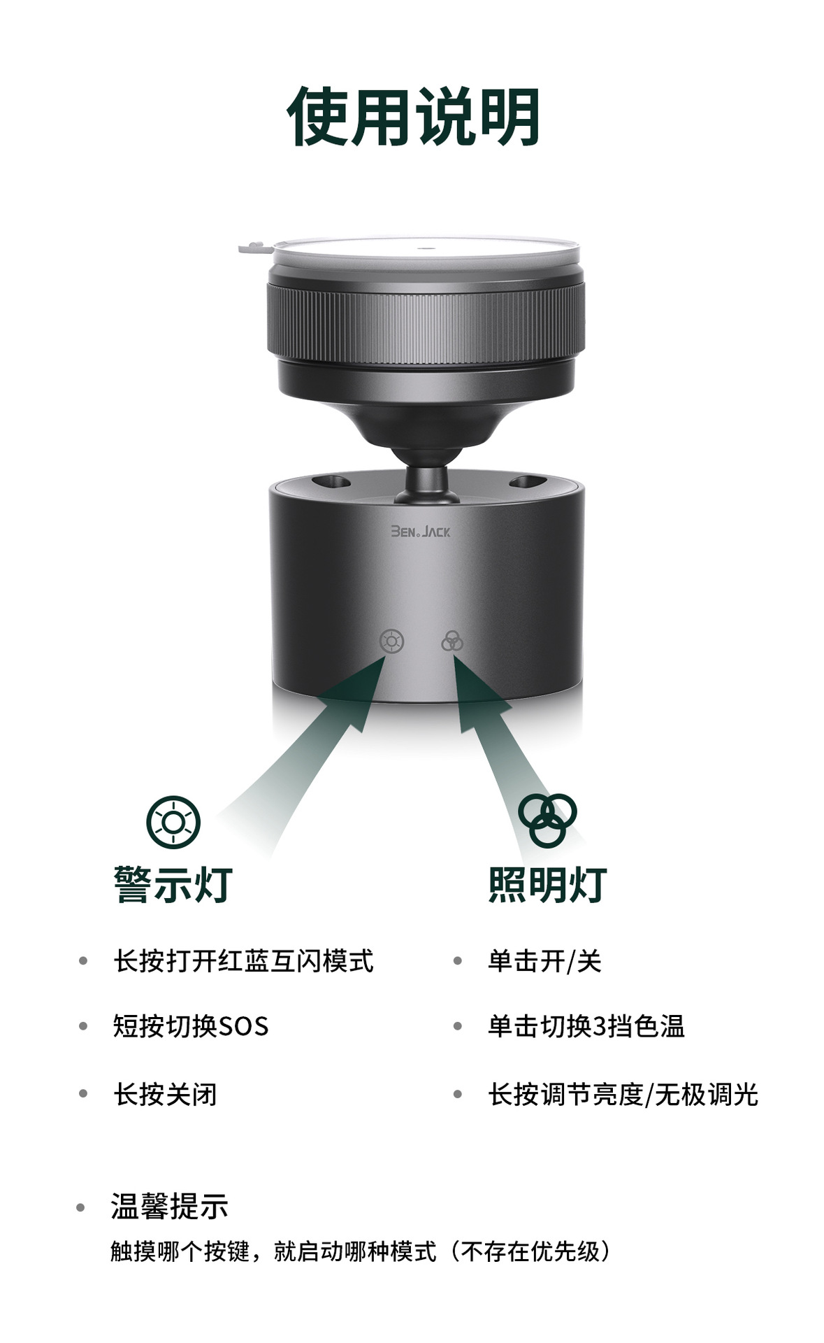 Biniduo Brand Car Strong Magnetic Reading Light, Detachable Interior Ceiling Light, Trunk Lighting with Multi-Color Adjustment