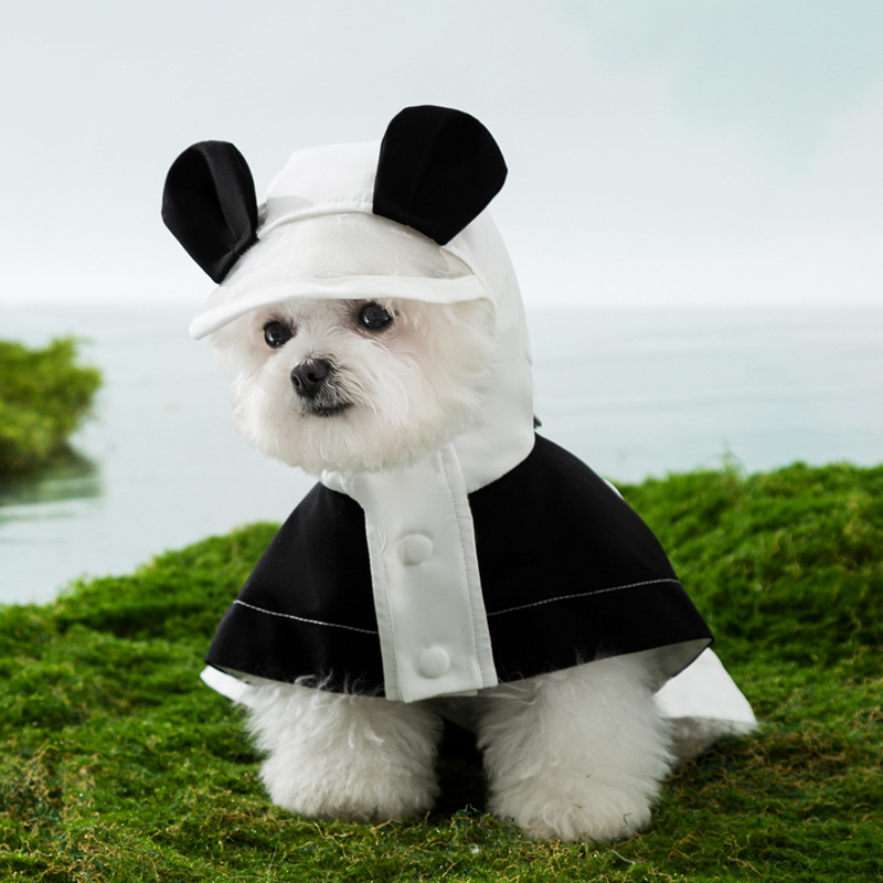 Perro de dos patas panda adorable chaqueta impermeable perro pequeño y medio día lluvioso impermeable ropa de perro de mascota impermeable