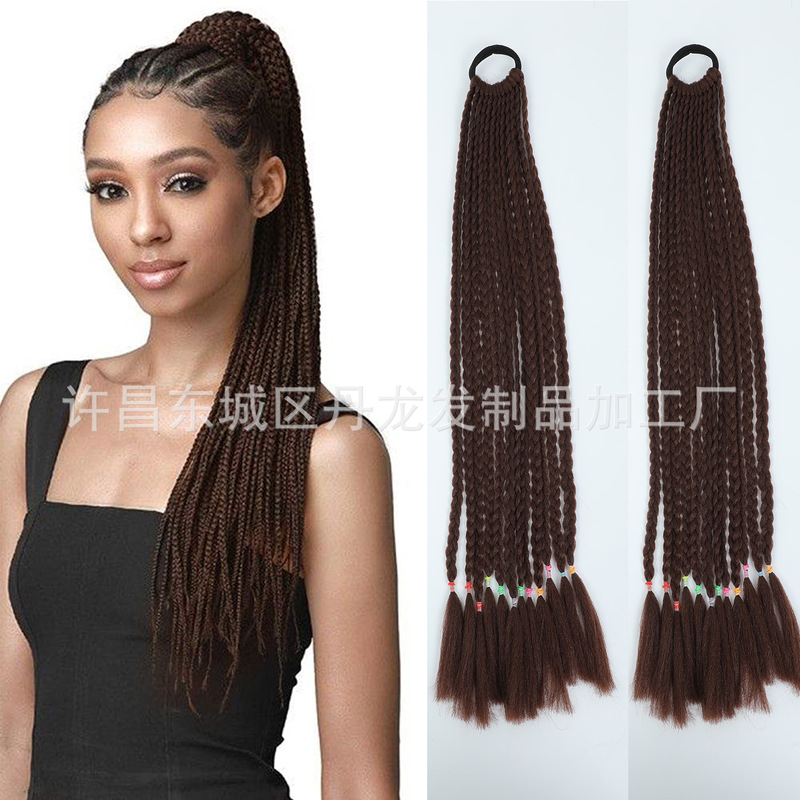 Source manufacturers dirty braids ponytail wig African braids color braids matte high temperature silk punk hip hop colorful tide braids
