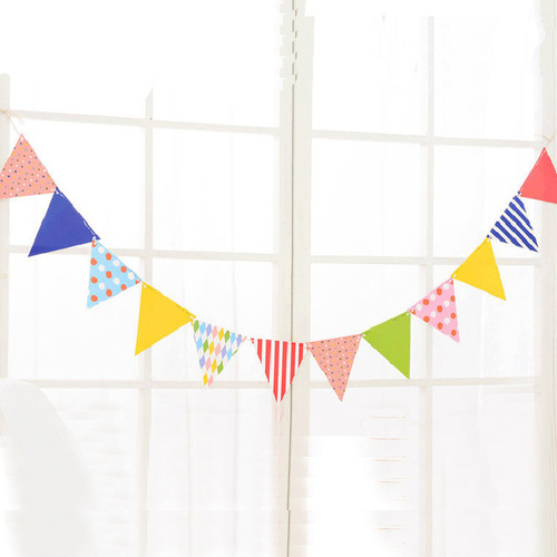Children's Day School Kindergarten Decoration Trojan Pennant Baby Birthday Birthday Arrangement Colorful Flag Wholesale Customization