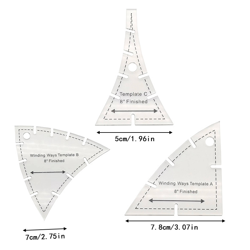 Diseño de prendas de vestir acrílico 90 ° regla de costura de tela de corte de tela doble regla de patrón de tela de corte