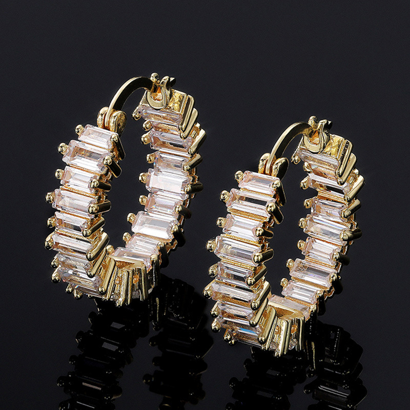 Earrings, zirconium, European style, wholesale