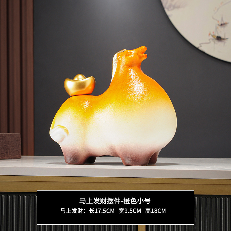 新しい中国風の富と馬の装飾品、リビングルーム、玄関、オフィス、ライトラグジュアリー、ハイエンドの装飾、新しい家の引っ越しギフト|undefined