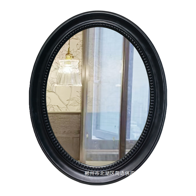 Fábrica directa retro negro americano oval pared espejo de baño espejo de vestir espejo de estilo francés moderno