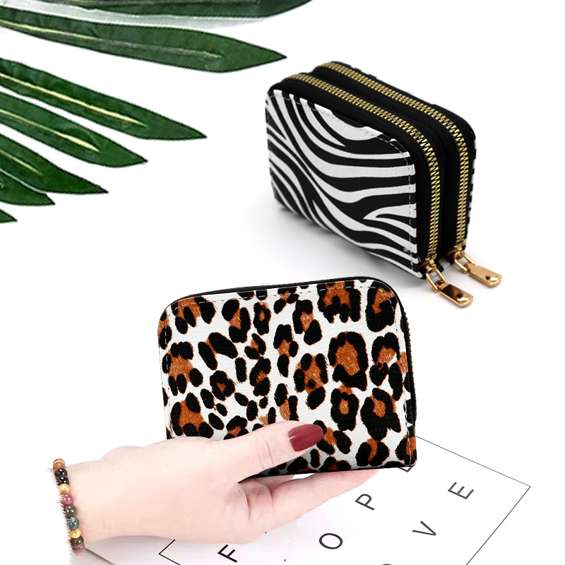 Paquete de tarjetas de órgano de gran capacidad Cubierta de tarjetas de mujer multifuncional Monedero con cremallera doble Traje de identificación antirrobo Carpeta de tarjetas retro europea y americana